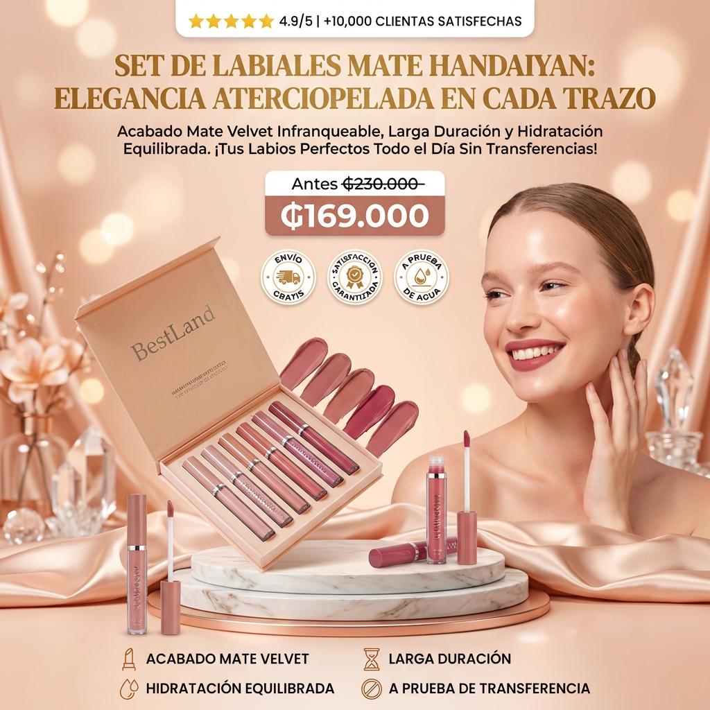 Set de 5 Labiales Mate HANAIYAN – Color Intenso que Dura Todo el Día 💄✨